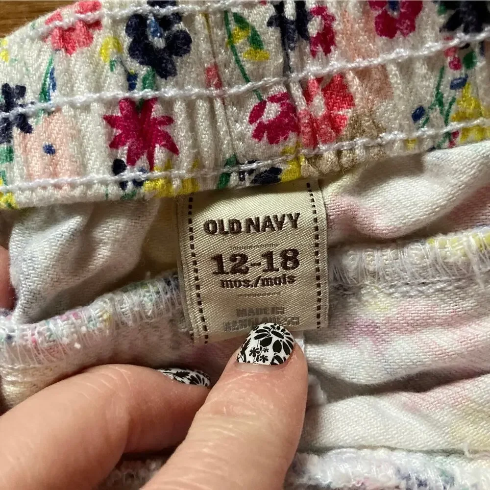 Old Navy Floral Denim Pull On Skirt, Babies 12-18M